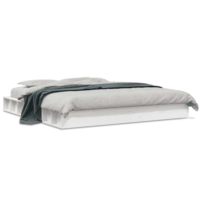 vidaXL Estructura de cama de madera maciza de pino blanco 200x200 cm vidaXL Estructura de cama de madera maciza de pino blanco 200x200 cm
