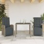 vidaXL Sillas y mesita de jardín con cojines 3 piezas ratán PE gris vidaXL Sillas y mesita de jardín con cojines 3 piezas ratán PE gris
