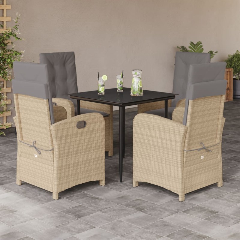 vidaXL Set comedor de jardín 5 pzas con cojines ratán sintético beige vidaXL Set comedor de jardín 5 pzas con cojines ratán sintético beige