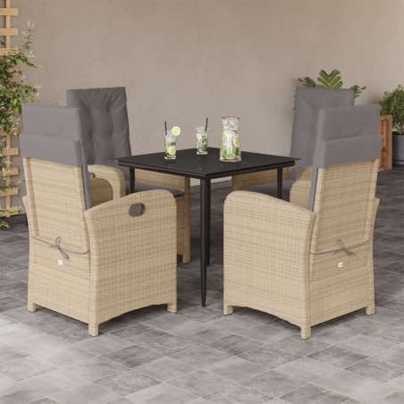 vidaXL Set comedor de jardín 5 pzas con cojines ratán sintético beige