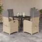 vidaXL Set comedor de jardín 5 pzas con cojines ratán sintético beige vidaXL Set comedor de jardín 5 pzas con cojines ratán sintético beige
