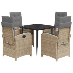 vidaXL Set comedor de jardín 5 pzas con cojines ratán sintético beige
