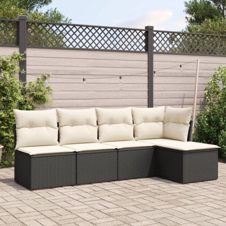 vidaXL Set de muebles de jardín 5 pzas y cojines ratán sintético negro