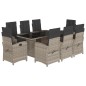 vidaXL Set comedor de jardín 9 pzas cojines ratán sintético gris claro vidaXL Set comedor de jardín 9 pzas cojines ratán sintético gris claro