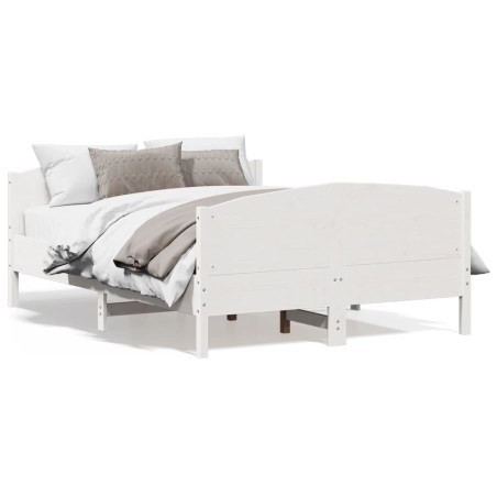 vidaXL Estructura de cama con cabecero madera pino blanco 135x190 cm