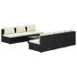 vidaXL Set de muebles de jardín y cojines 7 pzas ratán sintético negro vidaXL Set de muebles de jardín y cojines 7 pzas ratán sintético negro