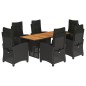 vidaXL Set de comedor de jardín 7 pzas y cojines ratán sintético negro vidaXL Set de comedor de jardín 7 pzas y cojines ratán sintético negro