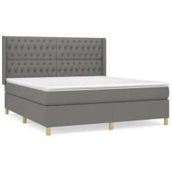 vidaXL Cama box spring con colchón tela gris oscuro 180x200 cm