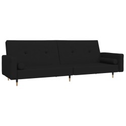 vidaXL Sofá cama de 2 plazas con dos almohadas terciopelo negro