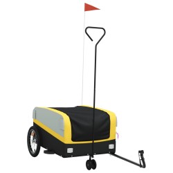 vidaXL Remolque para bicicleta hierro negro y amarillo 45 kg