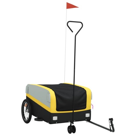 vidaXL Remolque para bicicleta hierro negro y amarillo 45 kg