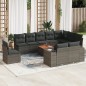 vidaXL Set de sofás de jardín 11 pzas y cojines ratán sintético gris vidaXL Set de sofás de jardín 11 pzas y cojines ratán sintético gris