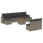 vidaXL Set de sofás de jardín 10 pzas con cojines ratán sintético gris vidaXL Set de sofás de jardín 10 pzas con cojines ratán sintético gris