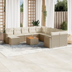 vidaXL Set de sofás de jardín 12 pzas y cojines ratán sintético marrón