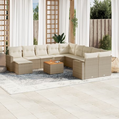vidaXL Set de sofás de jardín 12 pzas y cojines ratán sintético marrón