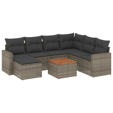 vidaXL Set de sofás de jardín 8 pzas y cojines ratán sintético gris