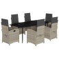 vidaXL Set comedor jardín 7 pzas y cojines ratán sintético gris claro vidaXL Set comedor jardín 7 pzas y cojines ratán sintético gris claro
