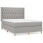 vidaXL Cama box spring con colchón tela gris claro 140x190 cm