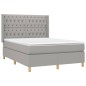 vidaXL Cama box spring con colchón tela gris claro 140x190 cm
