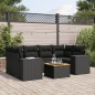 vidaXL Set de comedor de jardín 7 pzas y cojines ratán sintético negro vidaXL Set de comedor de jardín 7 pzas y cojines ratán sintético negro