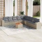 vidaXL Juego de sofás jardín con cojines beige 10 pzas ratán sintético vidaXL Juego de sofás jardín con cojines beige 10 pzas ratán sintético