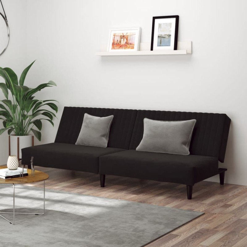 vidaXL Sofá cama de 2 plazas terciopelo negro vidaXL Sofá cama de 2 plazas terciopelo negro