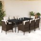 vidaXL Set comedor para jardín 9 pzas y cojines ratán sintético marrón vidaXL Set comedor para jardín 9 pzas y cojines ratán sintético marrón