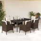 vidaXL Set comedor de jardín 7 pzas con cojines ratán sintético marrón vidaXL Set comedor de jardín 7 pzas con cojines ratán sintético marrón