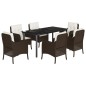 vidaXL Set comedor de jardín 7 pzas con cojines ratán sintético marrón vidaXL Set comedor de jardín 7 pzas con cojines ratán sintético marrón