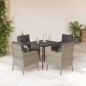 vidaXL Set comedor de jardín 5 pzas cojines ratán sintético gris claro vidaXL Set comedor de jardín 5 pzas cojines ratán sintético gris claro