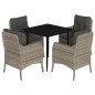 vidaXL Set comedor de jardín 5 pzas cojines ratán sintético gris claro vidaXL Set comedor de jardín 5 pzas cojines ratán sintético gris claro