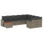vidaXL Set de sofás de jardín 10 pzas con cojines ratán sintético gris vidaXL Set de sofás de jardín 10 pzas con cojines ratán sintético gris