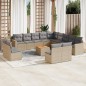 vidaXL Set sofás de jardín 14 pzas con cojines ratán sintético beige vidaXL Set sofás de jardín 14 pzas con cojines ratán sintético beige