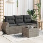 vidaXL Set de sofás de jardín 4 pzas y cojines ratán sintético gris vidaXL Set de sofás de jardín 4 pzas y cojines ratán sintético gris