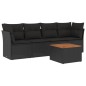 vidaXL Set de muebles de jardín 5 pzas y cojines ratán sintético negro vidaXL Set de muebles de jardín 5 pzas y cojines ratán sintético negro