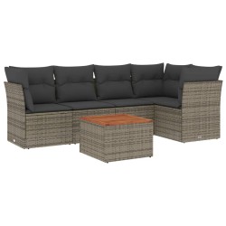 vidaXL Set de muebles de jardín 6 pzas y cojines ratán sintético gris