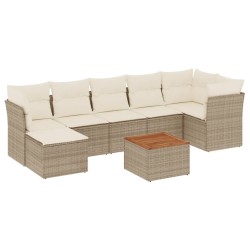 vidaXL Juego de sofás de jardín con cojines beige 8 pzas ratán PE