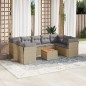 vidaXL Juego de sofás jardín con cojines beige 10 pzas ratán sintético