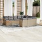 vidaXL Set de sofás de jardín 11pzas con cojines ratán sintético beige vidaXL Set de sofás de jardín 11pzas con cojines ratán sintético beige