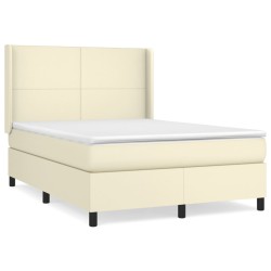 vidaXL Cama box spring con colchón cuero sintético crema 140x200cm