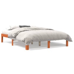 vidaXL Estructura de cama madera maciza pino marrón cera 140x190 cm