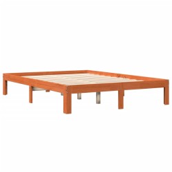 vidaXL Estructura de cama madera maciza pino marrón cera 140x190 cm