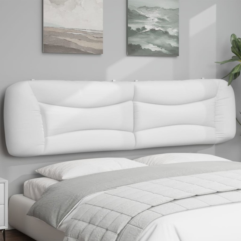 vidaXL Cabecero de cama acolchado cuero sintético blanco 200 cm vidaXL Cabecero de cama acolchado cuero sintético blanco 200 cm