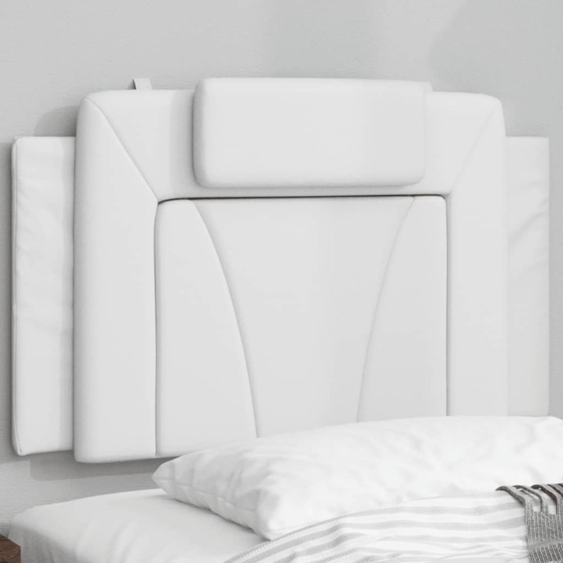 vidaXL Cabecero de cama acolchado cuero sintético blanco 90 cm vidaXL Cabecero de cama acolchado cuero sintético blanco 90 cm
