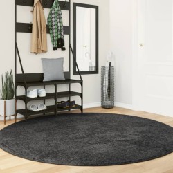 vidaXL Alfombra de pelo largo moderna gris antracita Ø 200 cm