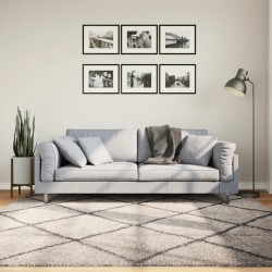 vidaXL Alfombra de pelo largo moderna beige y antracita 200x200 cm