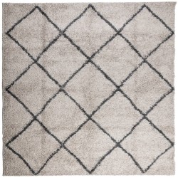 vidaXL Alfombra de pelo largo moderna beige y antracita 200x200 cm