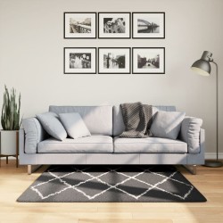 vidaXL Alfombra de pelo largo moderna negro y crema 120x120 cm