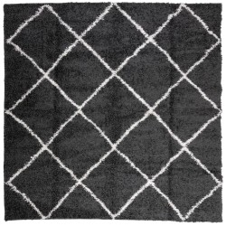 vidaXL Alfombra de pelo largo moderna negro y crema 200x200 cm