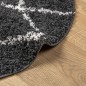 vidaXL Alfombra de pelo largo moderna negro y crema Ø 120 cm